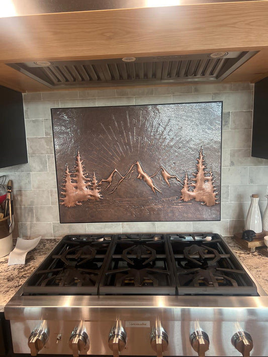 Brown Mountain Sunrise Copper Backsplash - Natuross