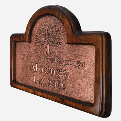 Custom House and Family Name Sign (Count Your Blessings) - Natuross