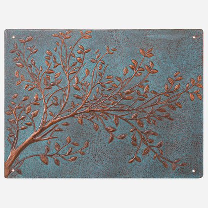 Tree Branches with Leaves Copper Kitchen Backsplash 11.8x15.7" Green (with screw holes) - Natuross