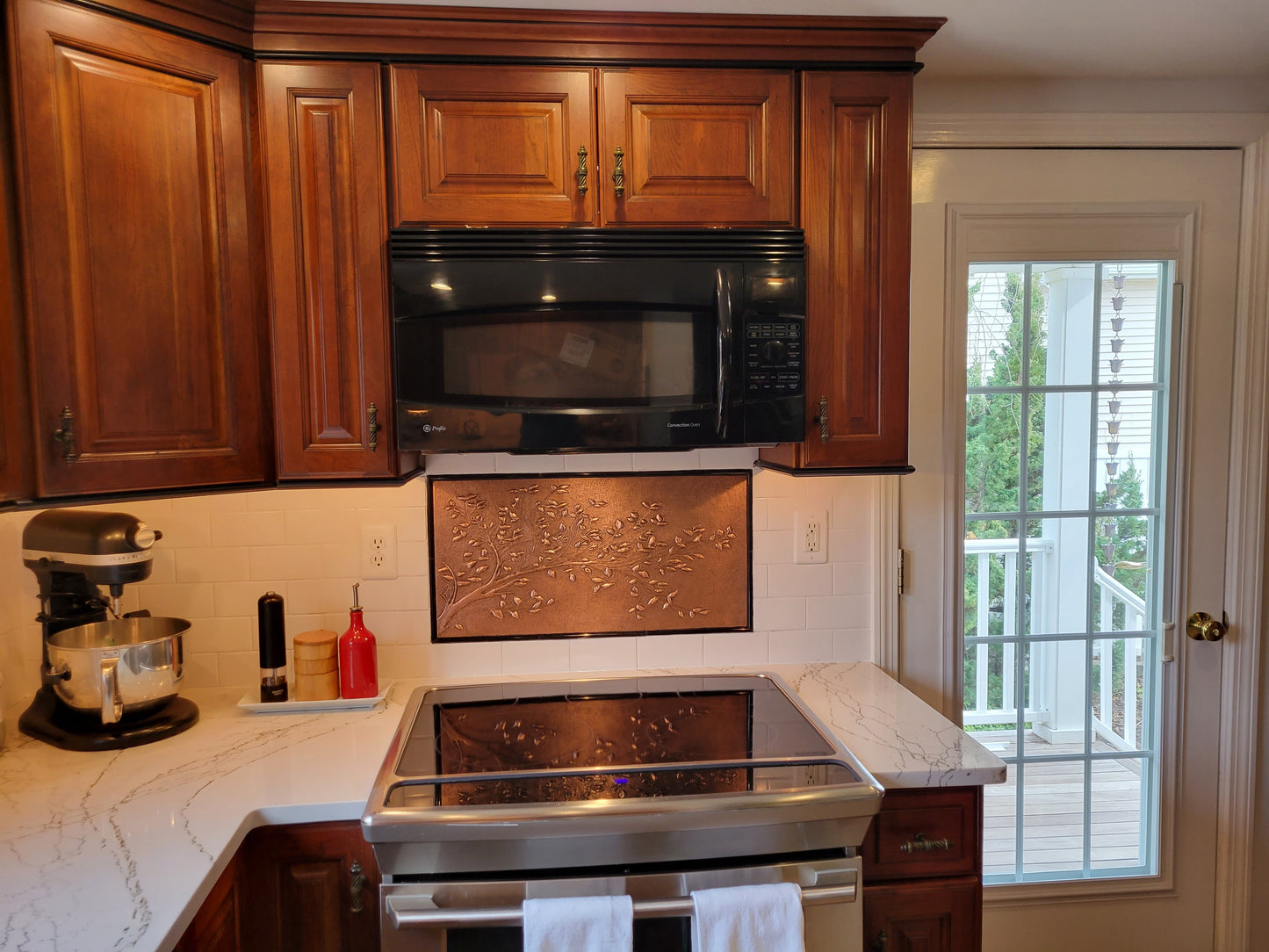 Carrelage de crédence de cuisine rustique – Branches d'arbre en cuivre – Cuivre naturel