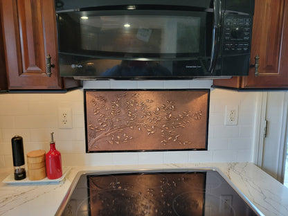 Carrelage de crédence de cuisine rustique – Branches d'arbre en cuivre – Cuivre naturel