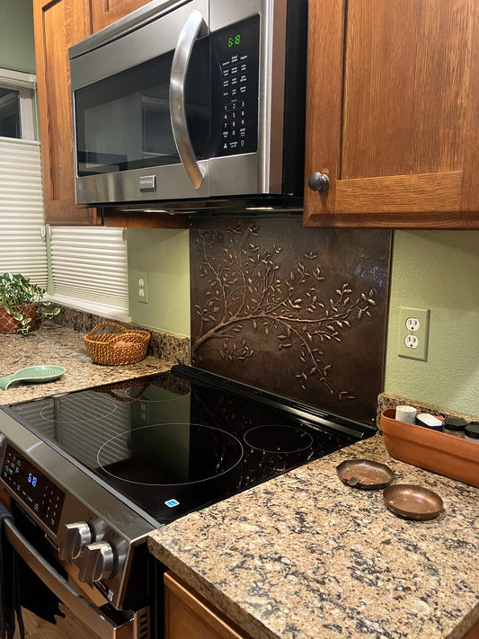 Rustic Brown Copper Tree Branches Backsplash