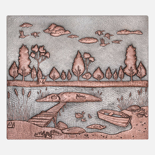 Lake Scene Copper Kitchen Backsplash Tile