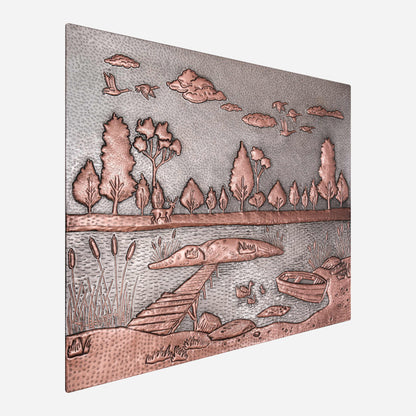 Lake Scene Copper Kitchen Backsplash Tile