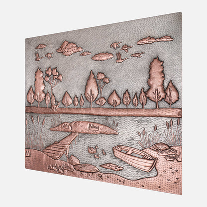 Lake Scene Copper Kitchen Backsplash Tile