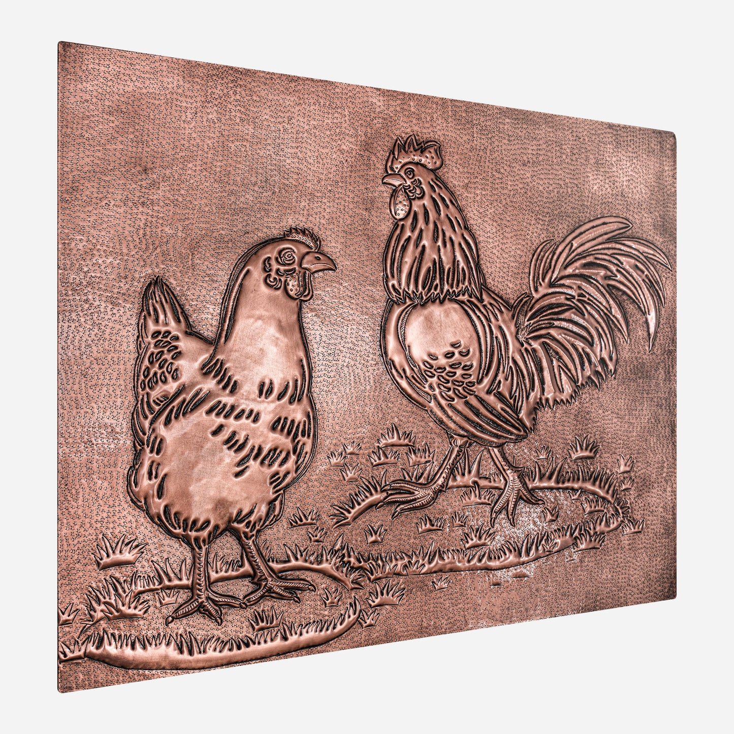 Rooster and Chicken Kitchen Backsplash Tile - 24"x30" Copper