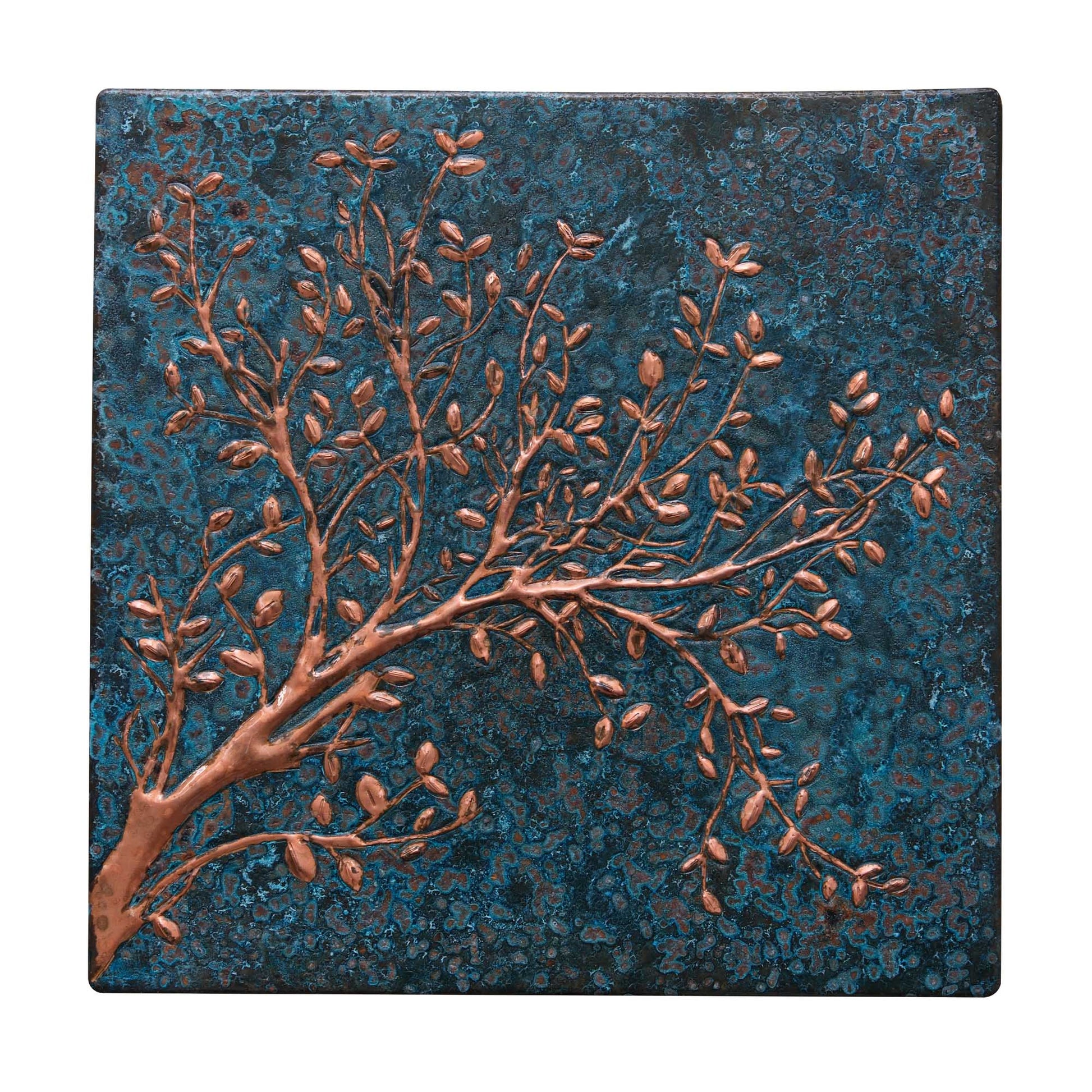 Blue Copper Tree Branches Backsplash | Artistic Handmade Copper Kitchen Backsplash Panel - Natuross