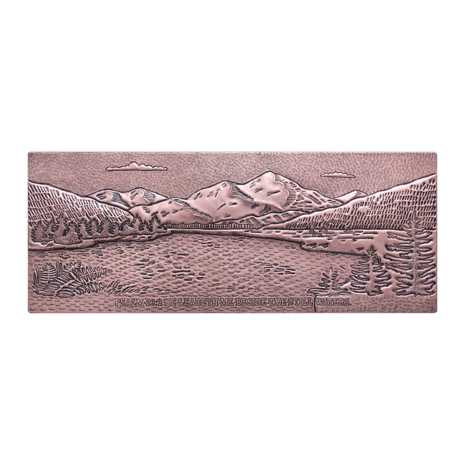 Rocky Mountains & Lake Landscape Copper Backsplash – Handcrafted Copper Kitchen Tile, Custom Mountain Scene Wall Art - Natuross