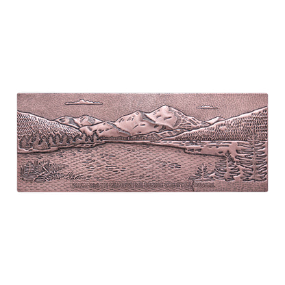Rocky Mountains & Lake Landscape Copper Backsplash – Handcrafted Copper Kitchen Tile, Custom Mountain Scene Wall Art - Natuross