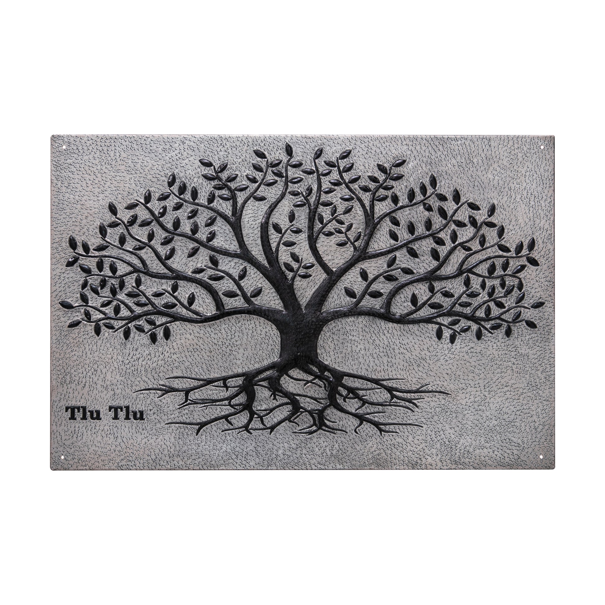 Gray & Black Tree With Roots Backsplash | Contemporary Handmade Copper Kitchen Backsplash Panel - Natuross