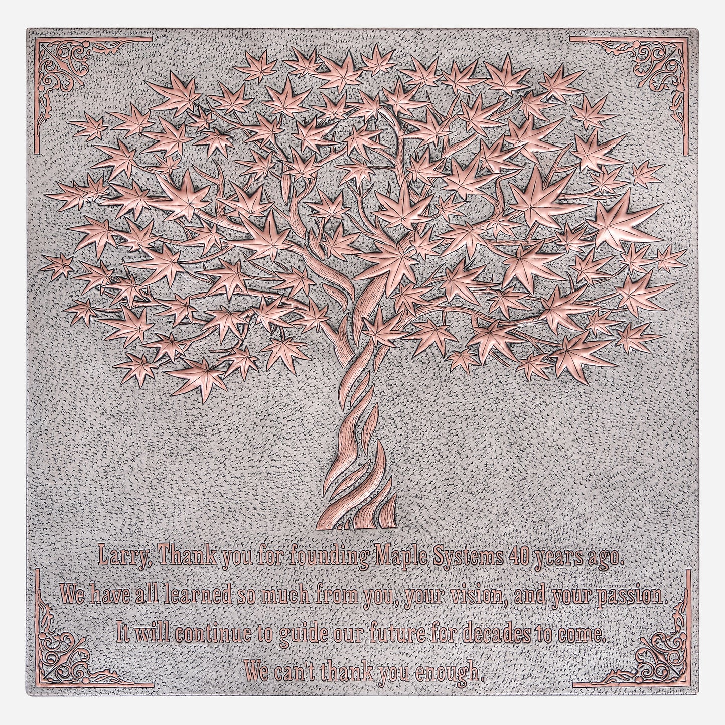 Copper Dedication Sign (Maple Tree With Victorian Border) - Natuross