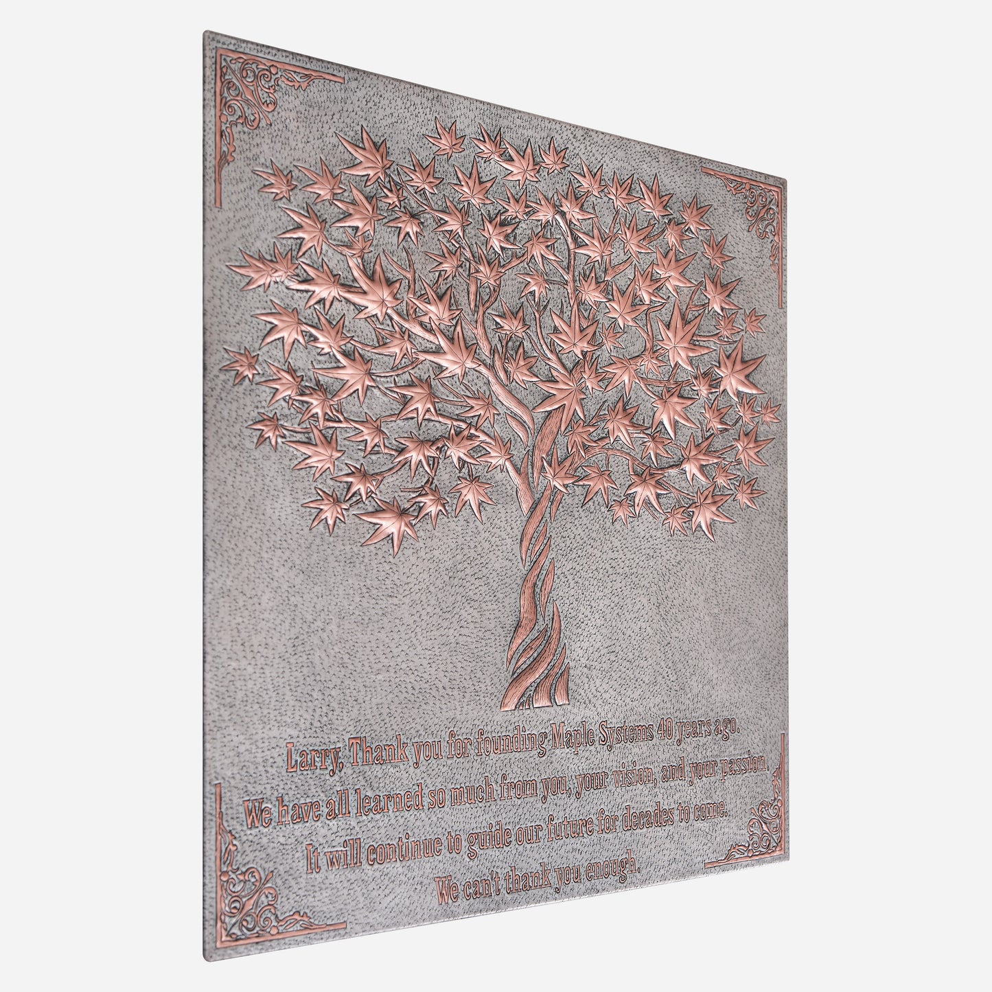 Copper Dedication Sign (Maple Tree With Victorian Border) - Natuross