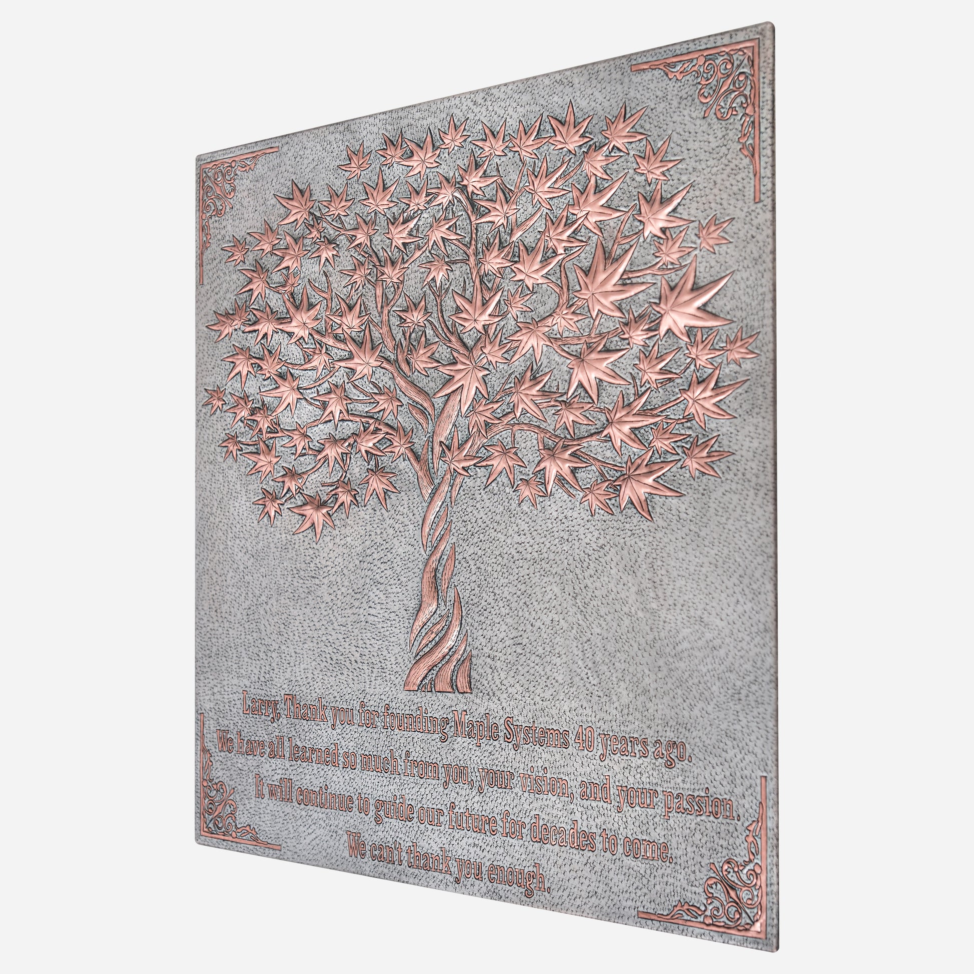 Copper Dedication Sign (Maple Tree With Victorian Border) - Natuross