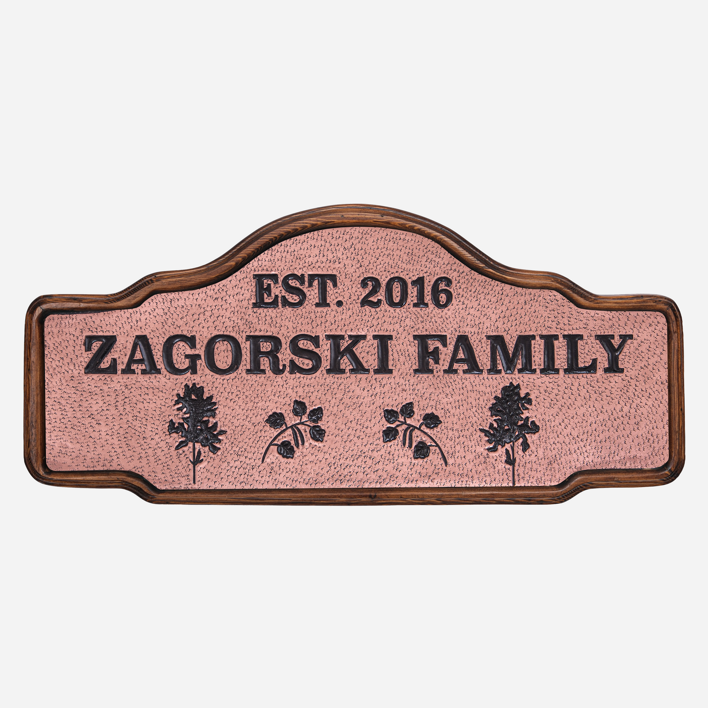 Wooden Frame Copper House and Family Name Sign - Natuross