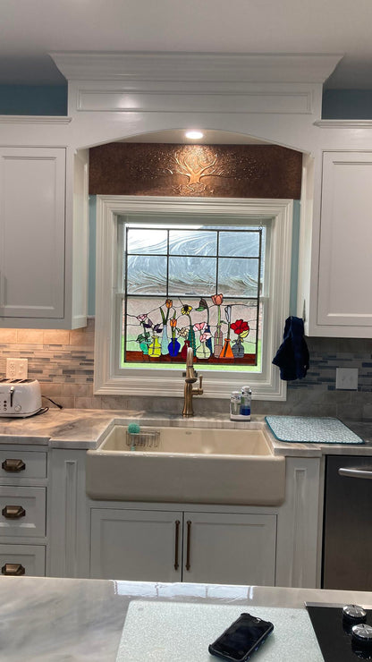 Copper Tree With Roots Backsplash | Handmade Symbolic Copper Kitchen Backsplash Panel - Natuross