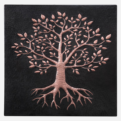 Tree with Roots Copper Kitchen Backsplash Tile 15.9"x15.9" Black - Natuross