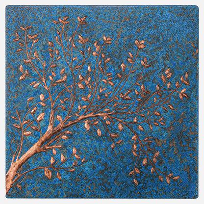 Blue Copper Tree Branches Backsplash | Artistic Handmade Copper Kitchen Backsplash Panel - Natuross