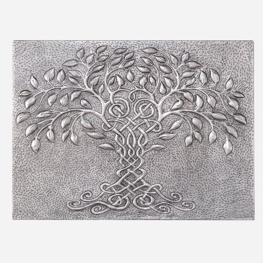 Tree of Life Copper Kitchen Backsplash 17.8x23.6" Gray Patina