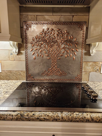 Tree of Life Copper Backsplash — Silver–Copper