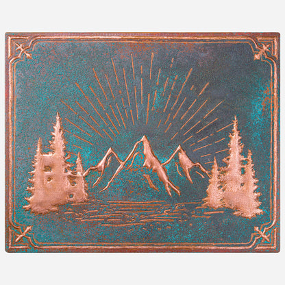 Copper Backsplash (Rising Sun Behind the Mountains, Green Patina)