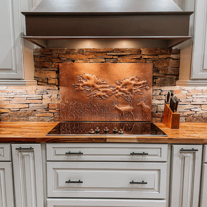 Copper Kitchen Backsplash( Deer Family, Nature Scene)