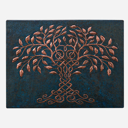 Celtic Tree of Life Copper Kitchen Backsplash 11.9x15.8" Blue Patina - Natuross