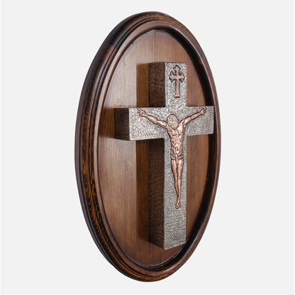 Copper Crucifix Wall Art (Wooden Base)