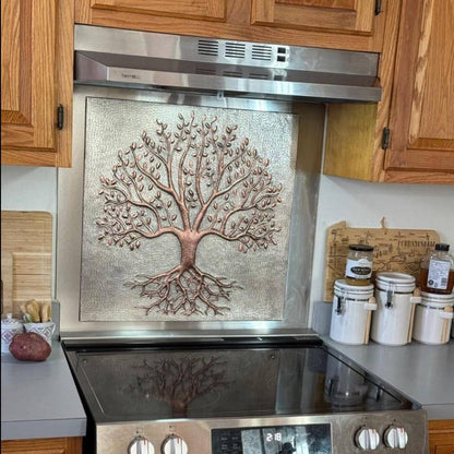 Copper Backsplash (Tree with Roots, Personalized, Silver&Copper Color)