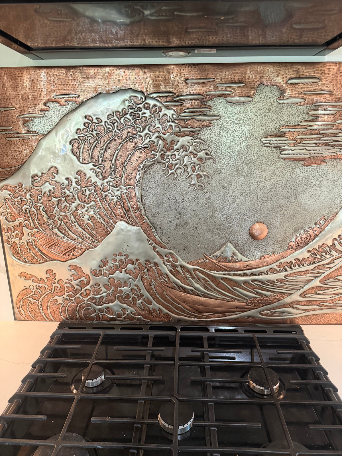 The Great Wave Copper Backsplash — Hokusai