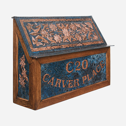 Wall Mounted Copper Mailbox in Blue Patina