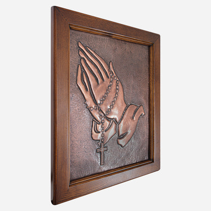 Framed Copper Artwork (Praying Hands)