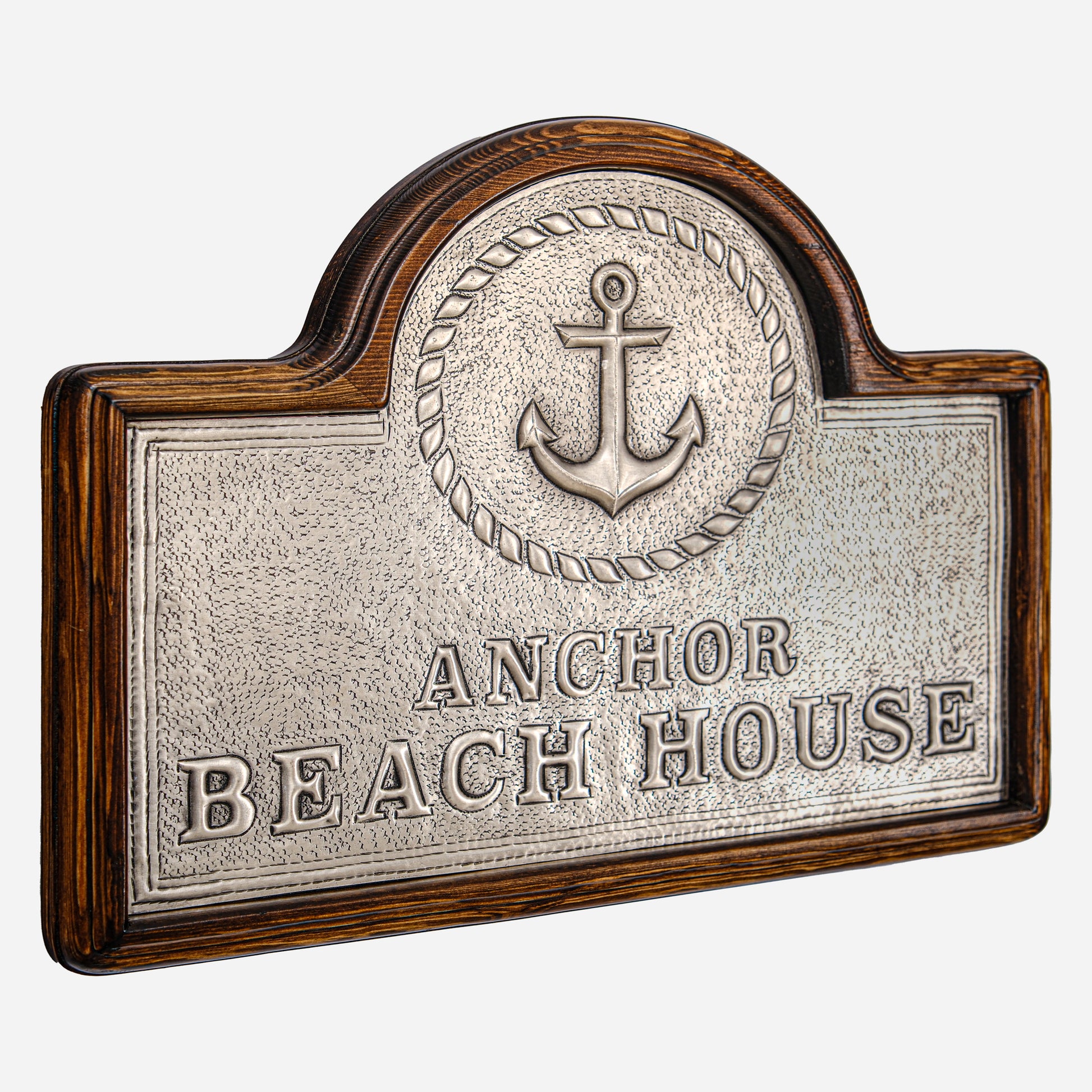 Copper Beach House Sign (Anchor, Personalized, Silver Color)