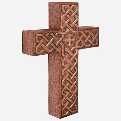 Wall Mount Cross Sculpture Copper Artwork