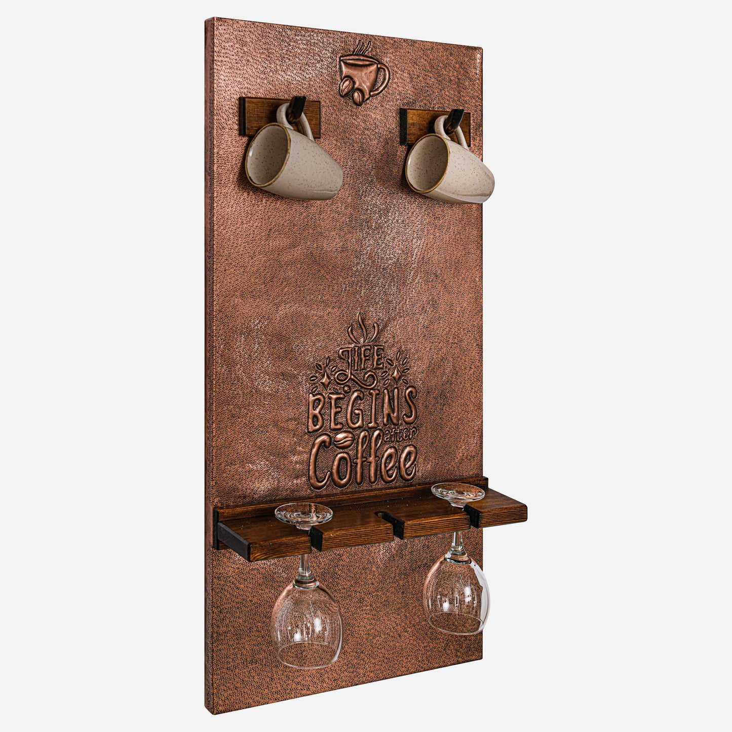 Copper Coffee Mug Holder and Wine Glass Rack (Customizable)