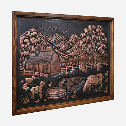 Framed Copper Artwork (Farm House)