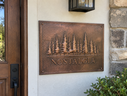 Copper House Name Sign — Pine Trees
