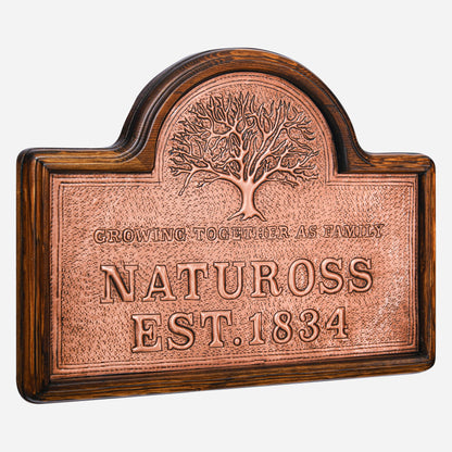 Copper Old House Name Sign (Tree of Life, Personalized with Family Name)