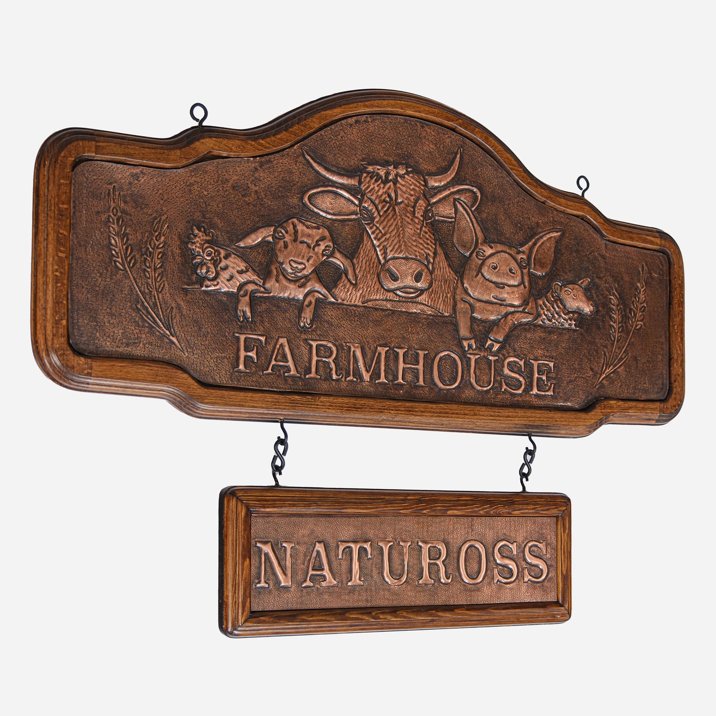 Copper Large Farmhouse Gate Sign Rider (Personalized with Name, Brown Patina)