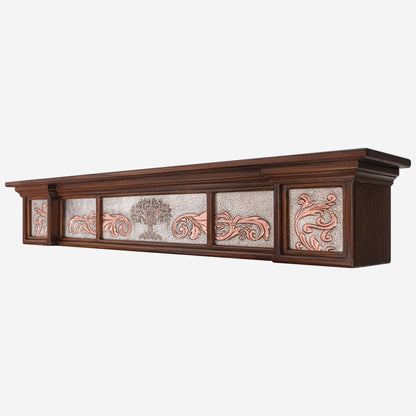 Copper and Wood Floating Shelf (Tree of Life, Gray&Copper Color)