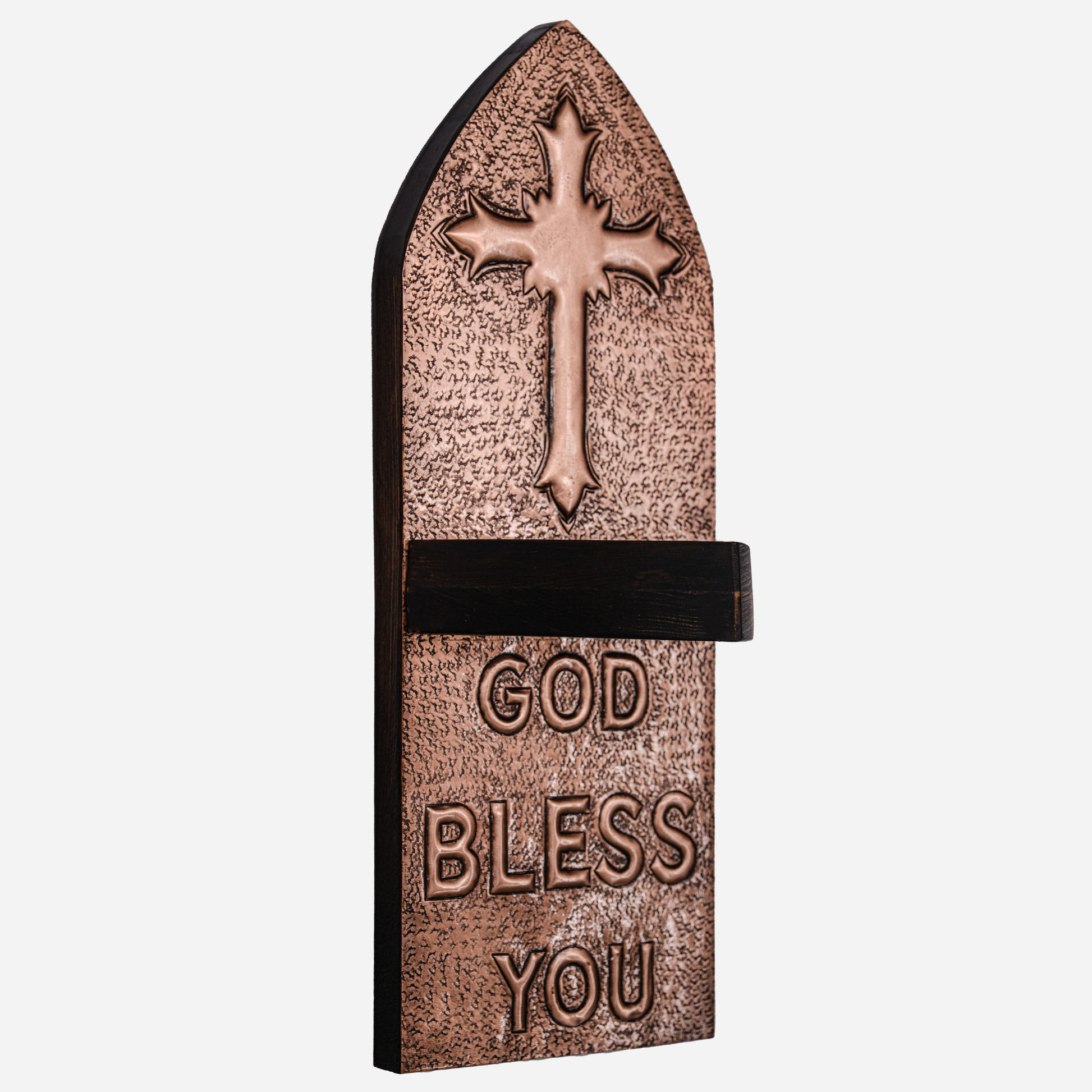 Copper Candle Holder for Wall (Religious Christian Cross, God Bless You)