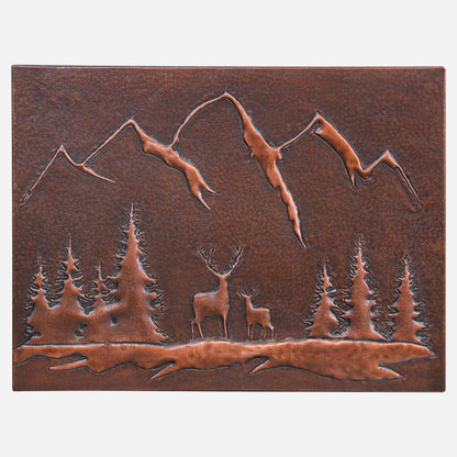 Deer Scene Copper Kitchen Backsplash Tile 17.7x23.6" Brown - Natuross