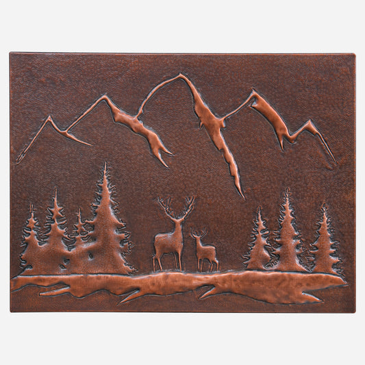 Deer Scene Copper Kitchen Backsplash Tile 17.7x23.6" Brown