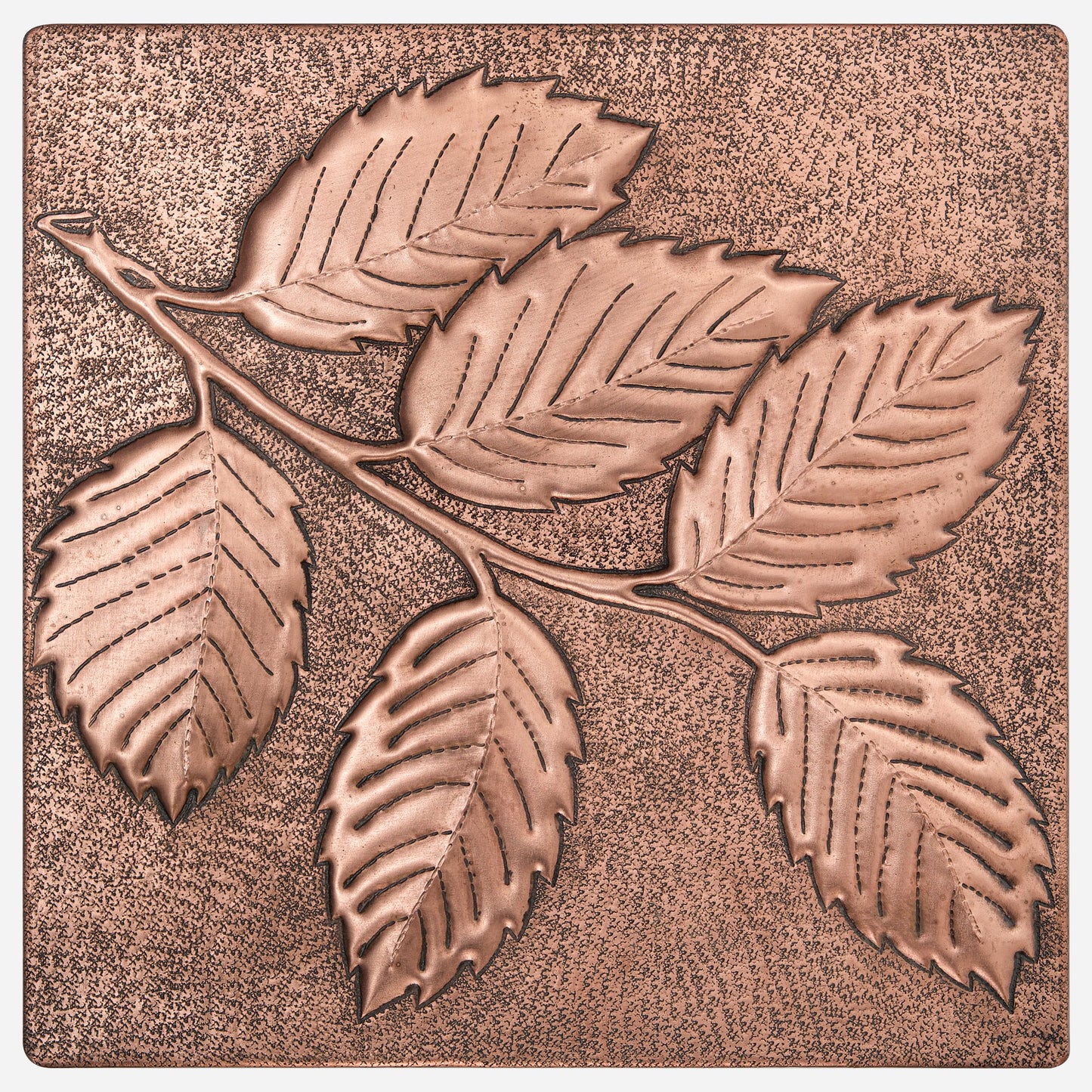 Copper Tree Branch with Leaves Art Tile 11.8x11.8" - Natuross