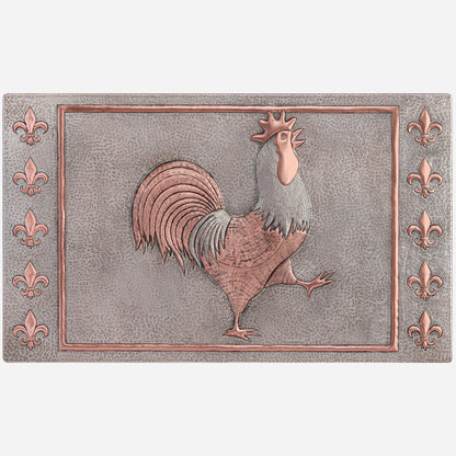 Rooster and Fleur de Lys Copper Kitchen Backsplash