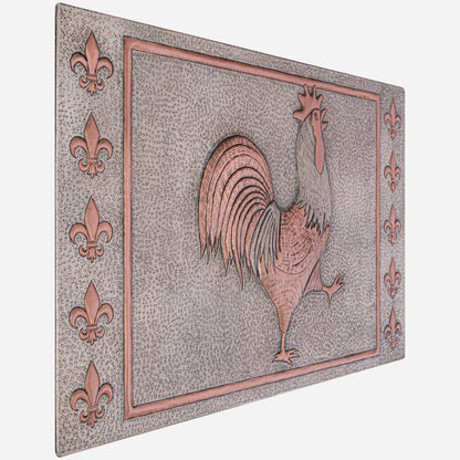 Rooster and Fleur de Lys Copper Kitchen Backsplash