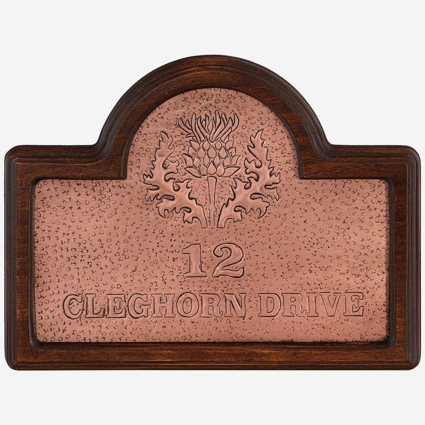 Wooden Framed Copper Address Sign (Scottish Thistle) - Natuross