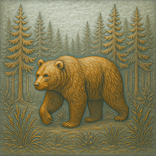 Hand-Hammered Copper Bear Forest Panel — Rustic Wall Art & Backsplash