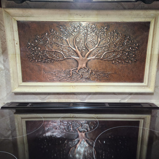 Rustic Brown Tree With Roots Copper Backsplash | Handmade Farmhouse Copper Kitchen Backsplash Panel - Natuross