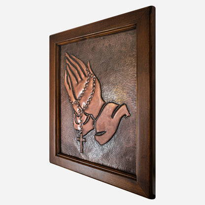 Framed Copper Artwork (Praying Hands)