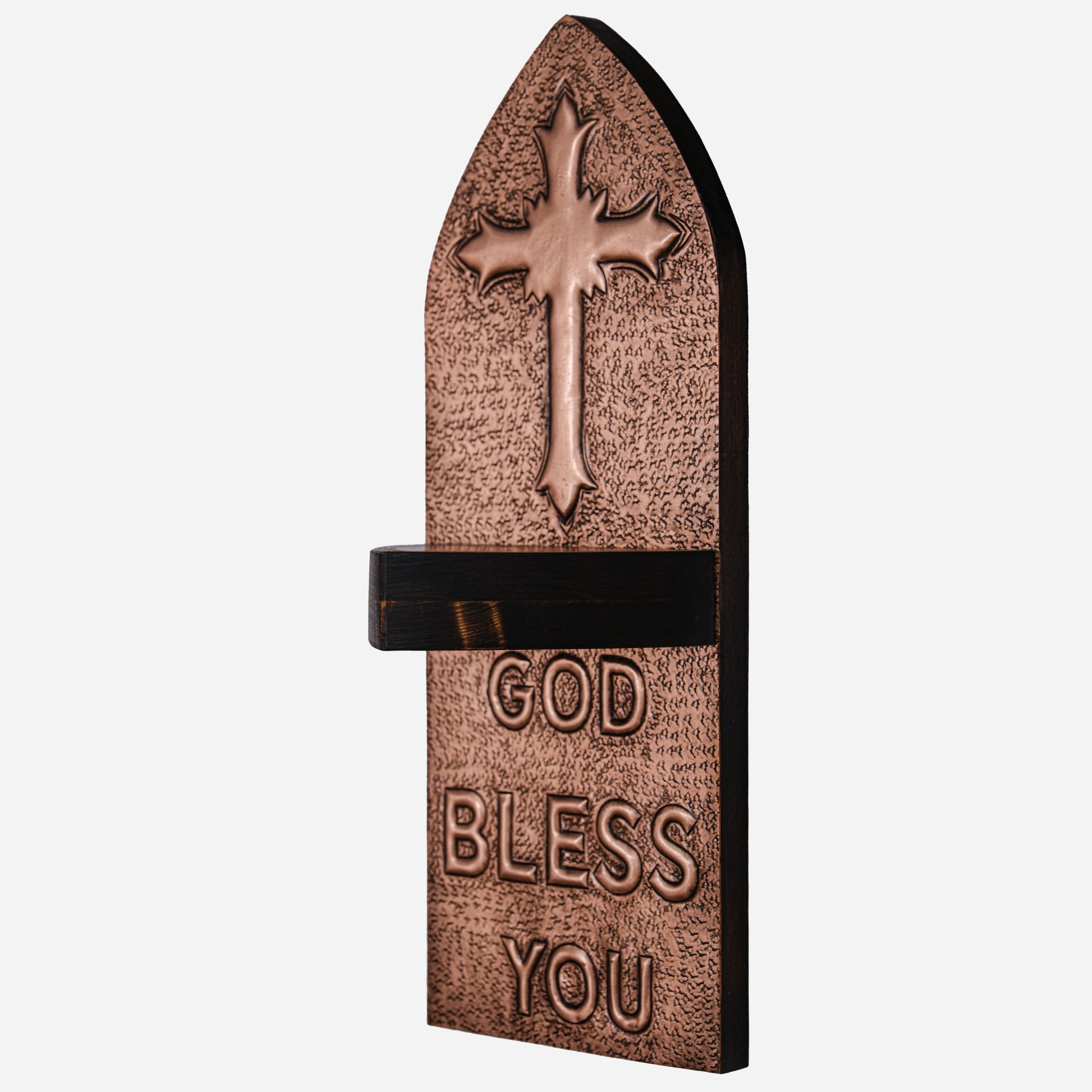 Copper Candle Holder for Wall (Religious Christian Cross, God Bless You)